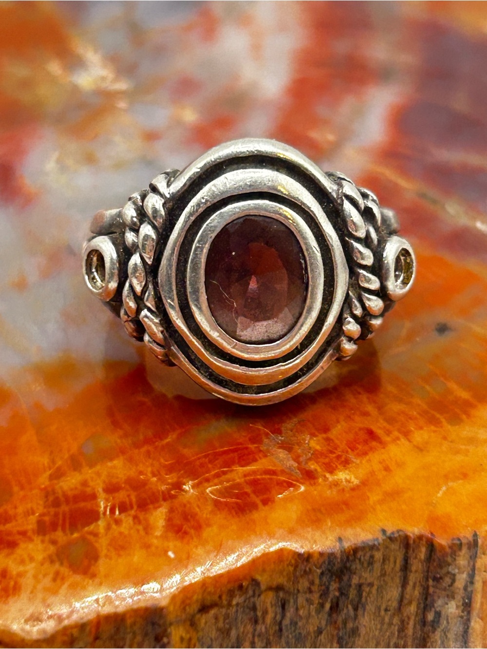 Vintage Sterling Silver Amethyst Ring - Size 7.5